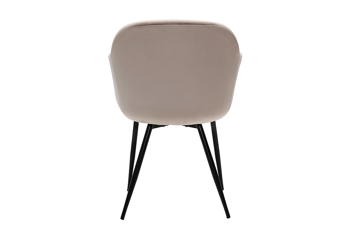 Chaise design en tissu velours taupe et m�tal noir MILLY