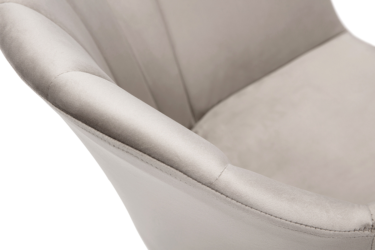 Chaise design en tissu velours taupe et m�tal noir MILLY