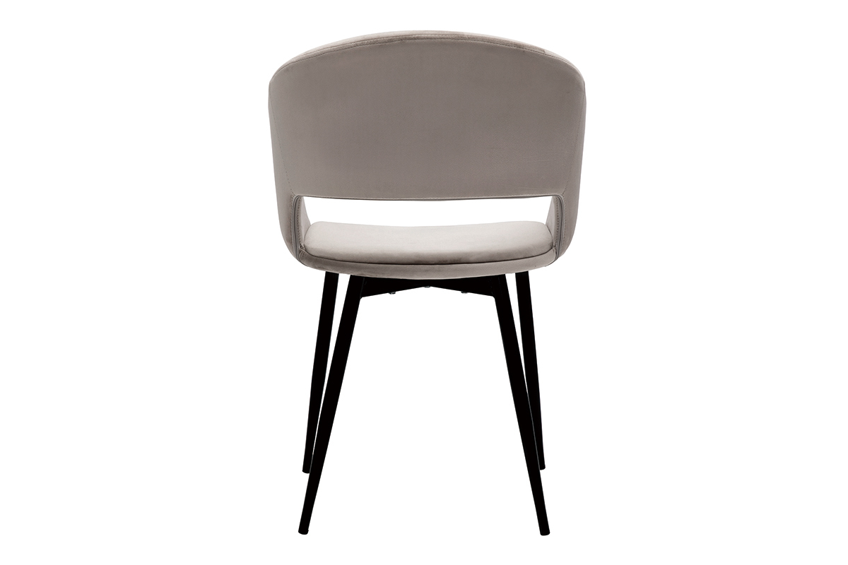 Chaise design en tissu velours taupe et m�tal noir PRISMA