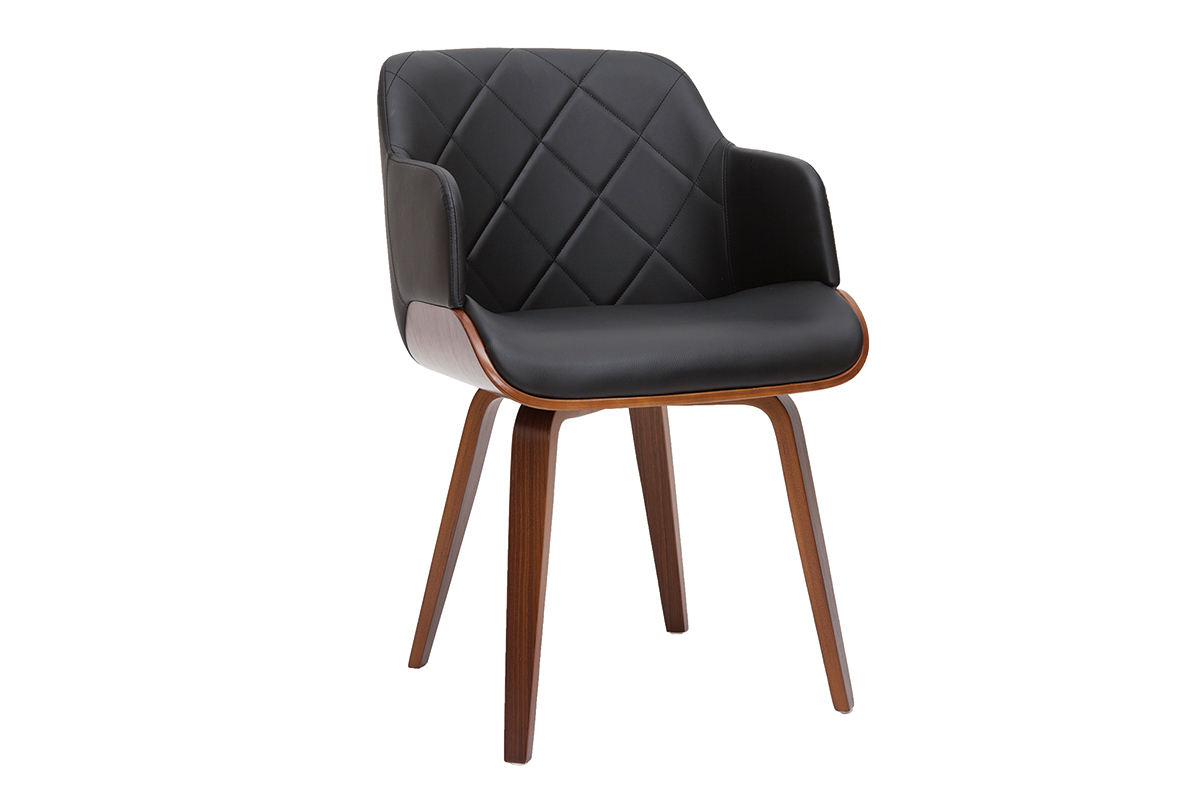 Chaise design noir et bois fonc� LUCIEN
