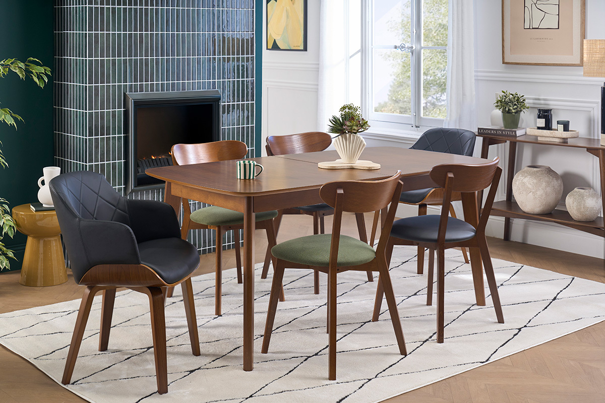 Chaise design noir et bois fonc� LUCIEN