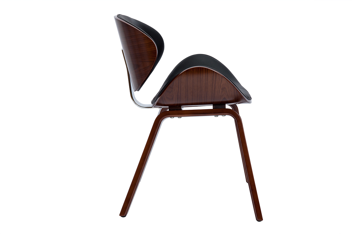 Chaise design noir et bois fonc� noyer WALNUT