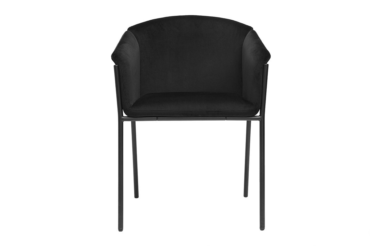 Chaise noire en tissu velours et m�tal BRIANE