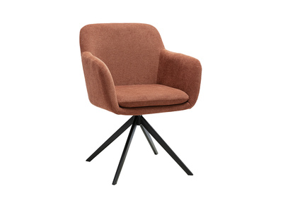Chaise pivotante 360&deg; en tissu chenille terre br&ucirc;l&eacute;e et m&eacute;tal noir AMIKA
