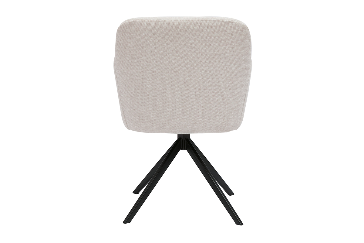 Vue arri�re de la chaise pivotante AMIKA en tissu beige et m�tal noir.
