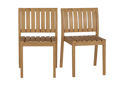 Chaises de jardin empilables en bois teck massif (lot de 2) TECKA