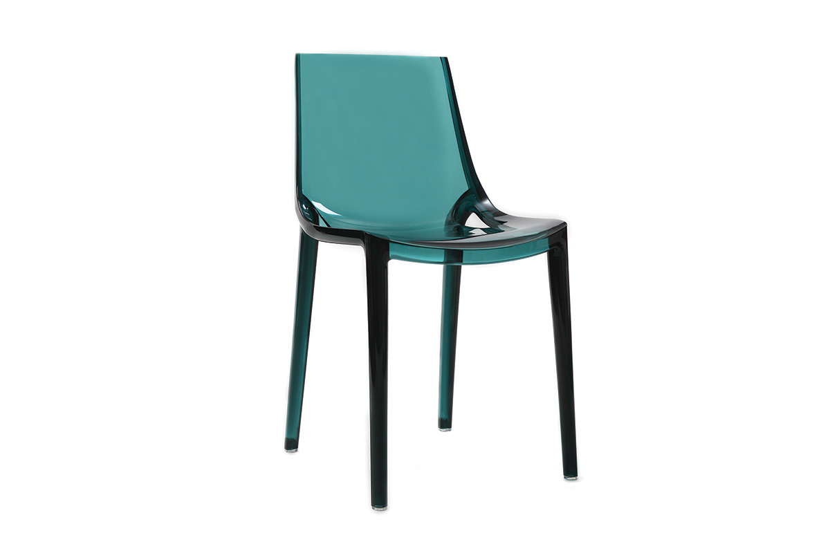 Chaises design empilables bleu p�trole transparent  int�rieur - ext�rieur (lot de 2) YZEL