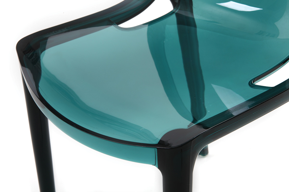 Chaises design empilables bleu p�trole transparent  int�rieur - ext�rieur (lot de 2) YZEL