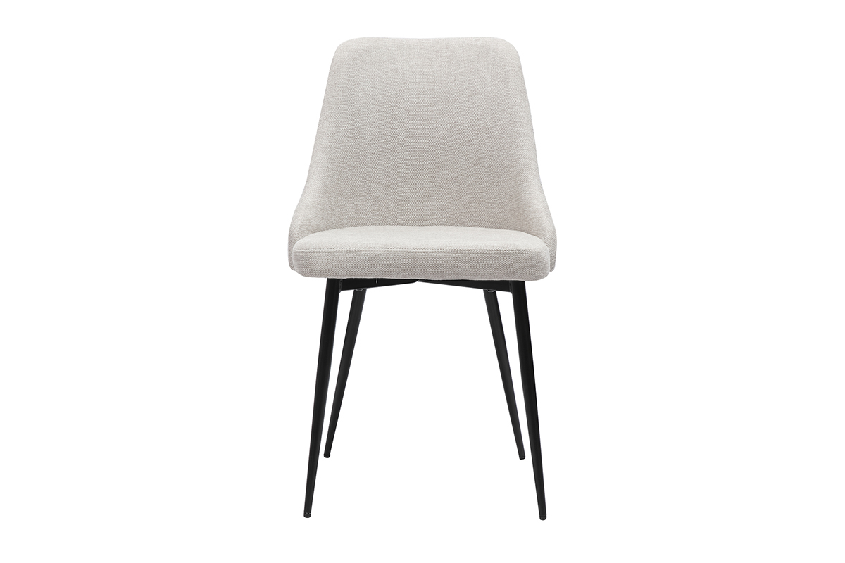 Chaise en tissu beige naturel et m�tal noir, vue de face.