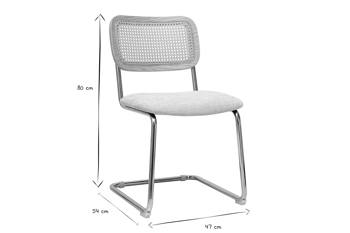 Dimensions de la chaise ELECTRA : 80 cm de haut, 54 cm de profondeur, 47 cm de largeur, en noir et blanc.