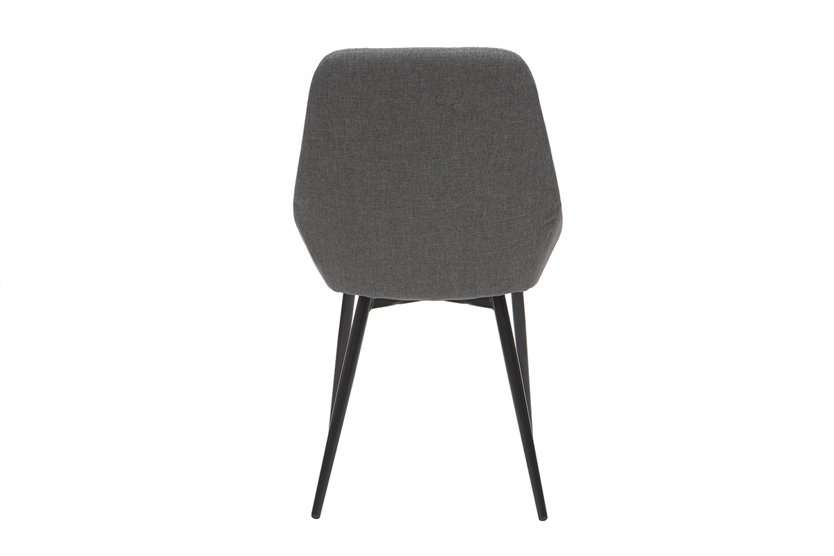 Chaise design HOLO vue de dos, tissu gris, pieds m�tal noir.