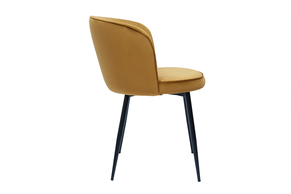 Chaises design en tissu velours bronze et m�tal noir (lot de 2) SERIF