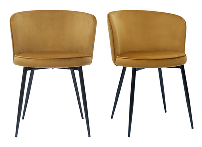 Chaises design en tissu velours bronze et m&eacute;tal noir (lot de 2) SERIF