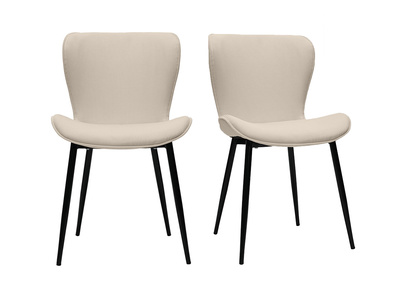 Chaises design en tissu velours c&ocirc;tel&eacute; beige et m&eacute;tal noir (lot de 2) ADDICT