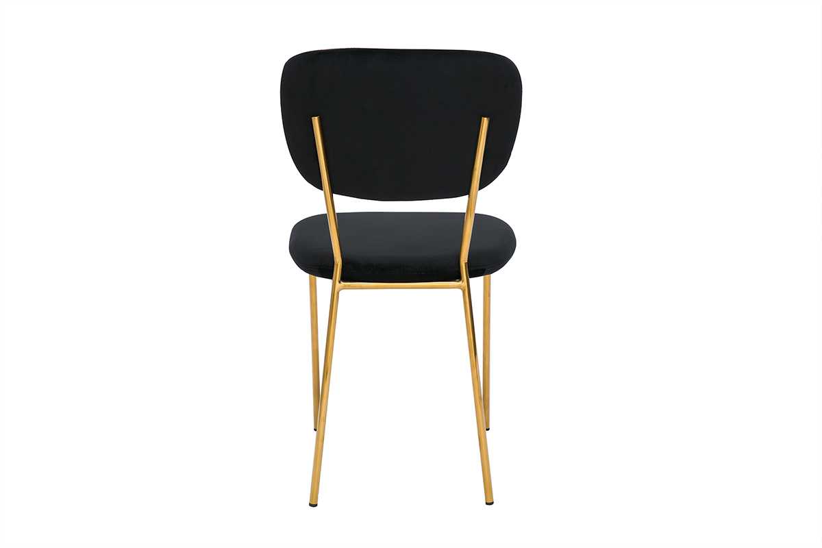 Chaises design en tissu velours noir et m�tal dor� (lot de 2) LEPIDUS