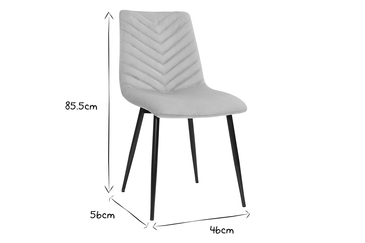 Chaises design en tissu velours taupe et m�tal noir (lot de 2) PUMPKIN