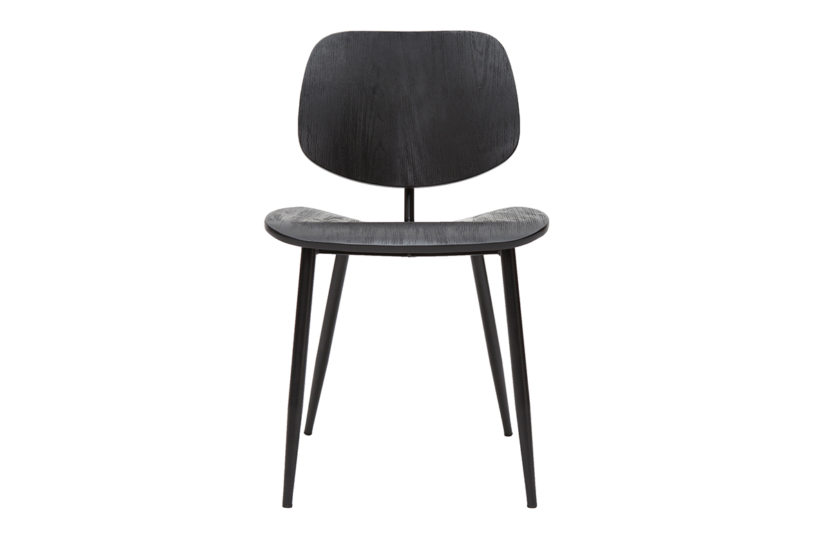 Chaises design noire en bois noir et m�tal (lot de 2) TOBIAS