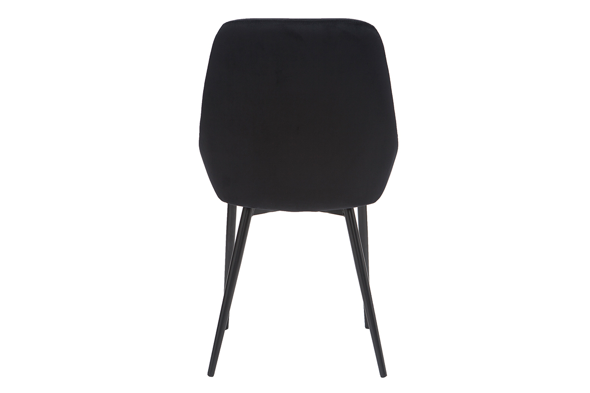 Chaise noire en velours et m�tal, vue de dos.