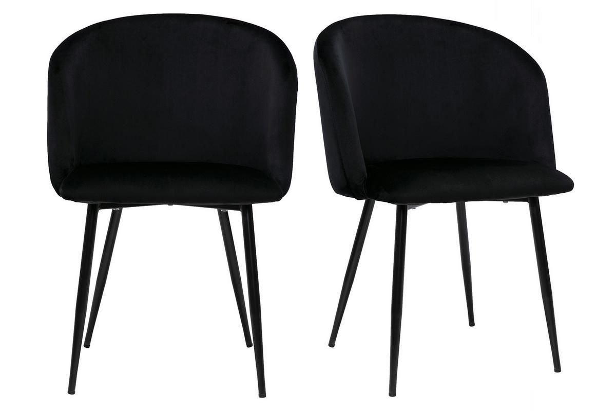 Chaises design noires en tissu velours et m�tal (lot de 2) VANITY