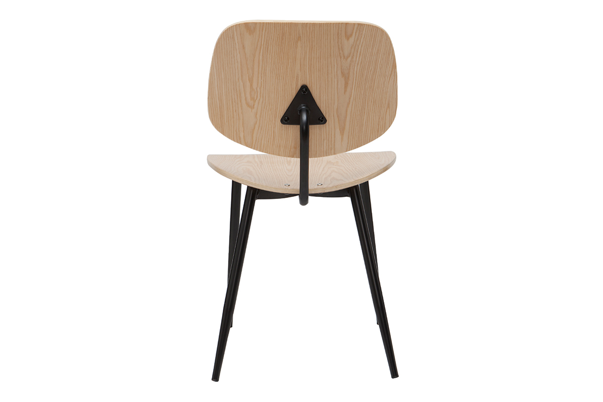 Chaises en bois clair et m�tal noir (lot de 2) TOBIAS