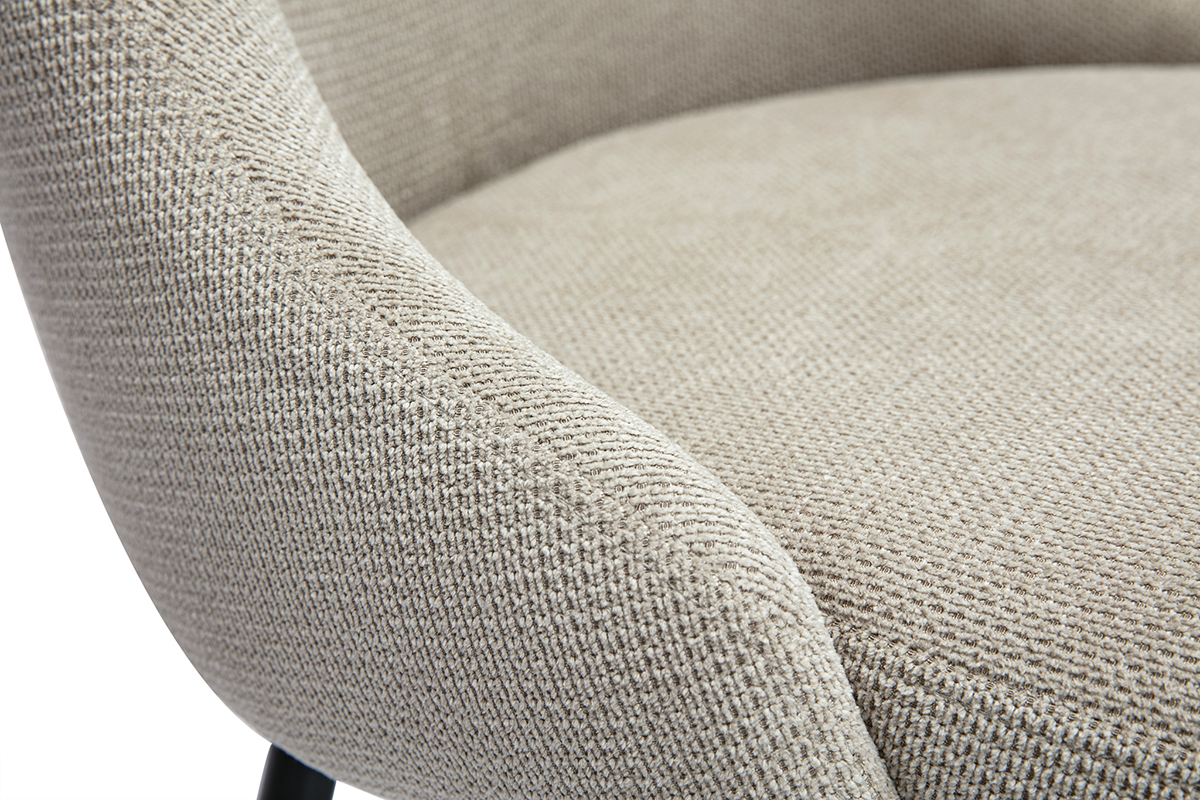 D�tail chaise en tissu chenille beige, vue de pr�s.