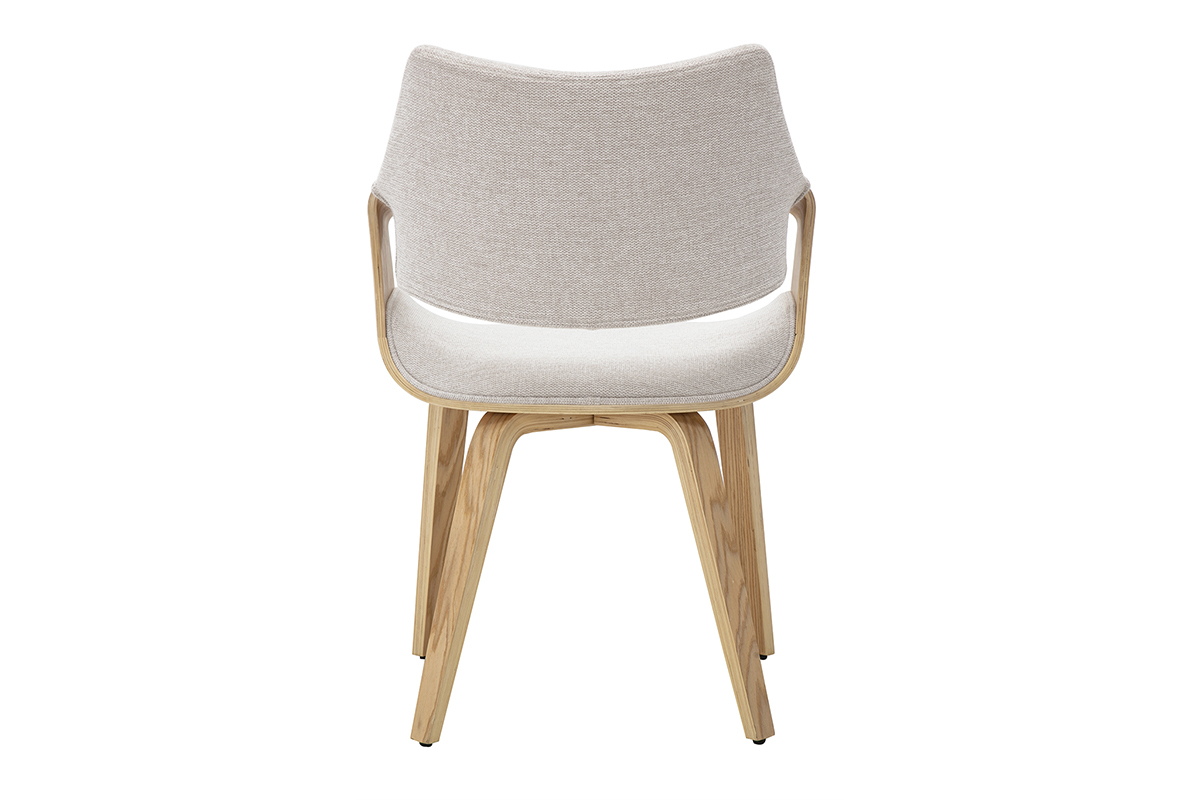 Chaise SEVAN en tissu beige vue arri�re avec pieds en bois clair