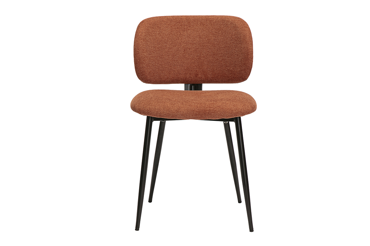 Chaises en tissu effet velours textur� terre br�l�e et m�tal noir (lot de 2) ATRIUM