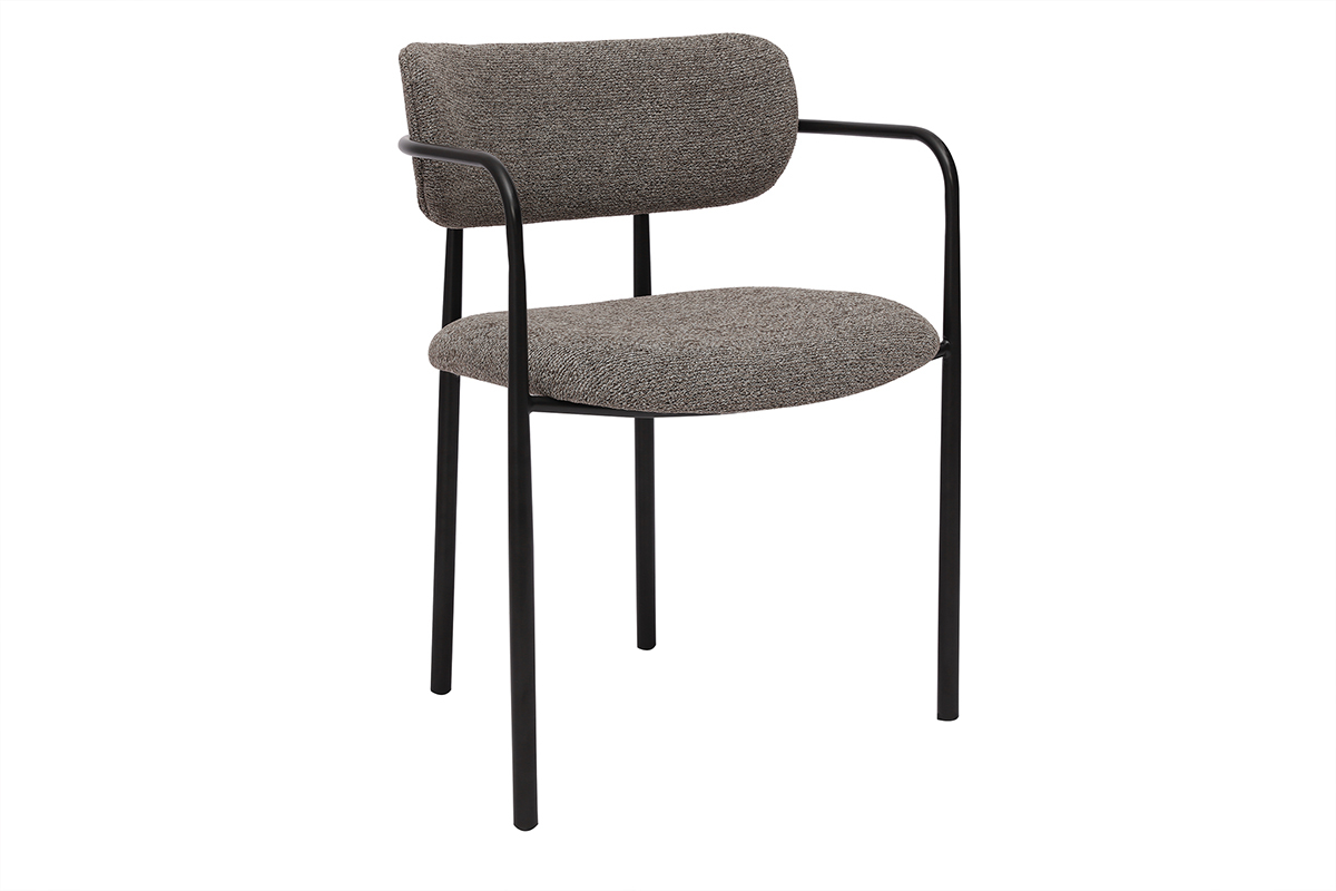 Chaises en tissu textur� taupe et m�tal noir (lot de 2) SWIFT