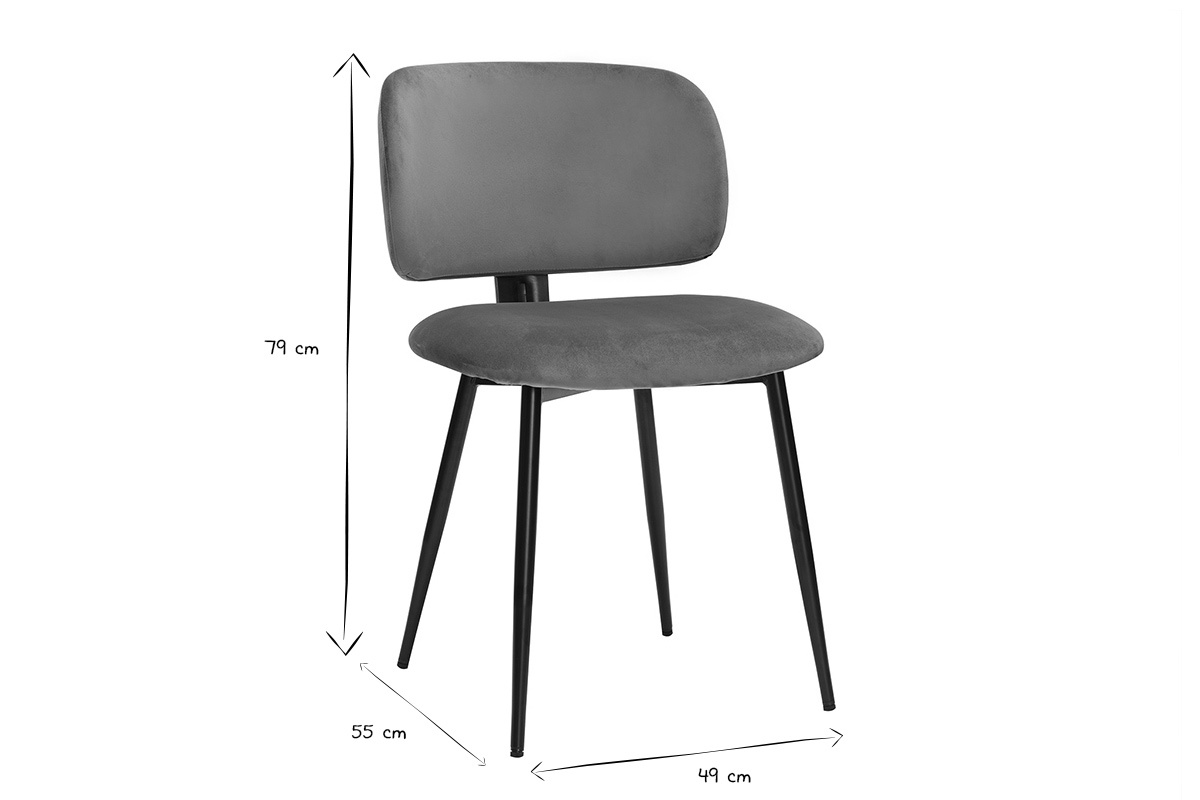 Chaises en tissu velours bronze et m�tal noir (lot de 2) ATRIUM