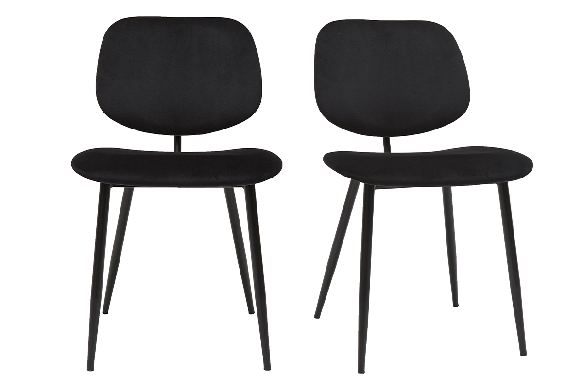 Chaises noires en tissu velours et m�tal (lot de 2) TOBIAS
