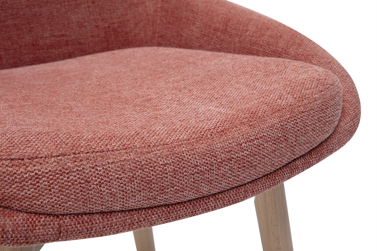 Chaises scandinaves en tissu effet velours textur� terracotta et bois clair massif (lot de 2) HOLO