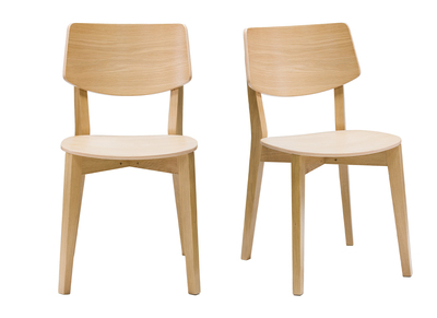 Chaises vintage en bois clair ch&ecirc;ne (lot de 2) AVEA