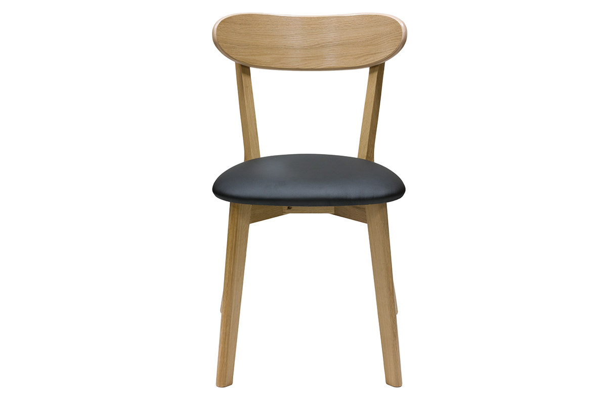 Chaises vintage en bois clair ch�ne et noir (lot de 2) DOVE