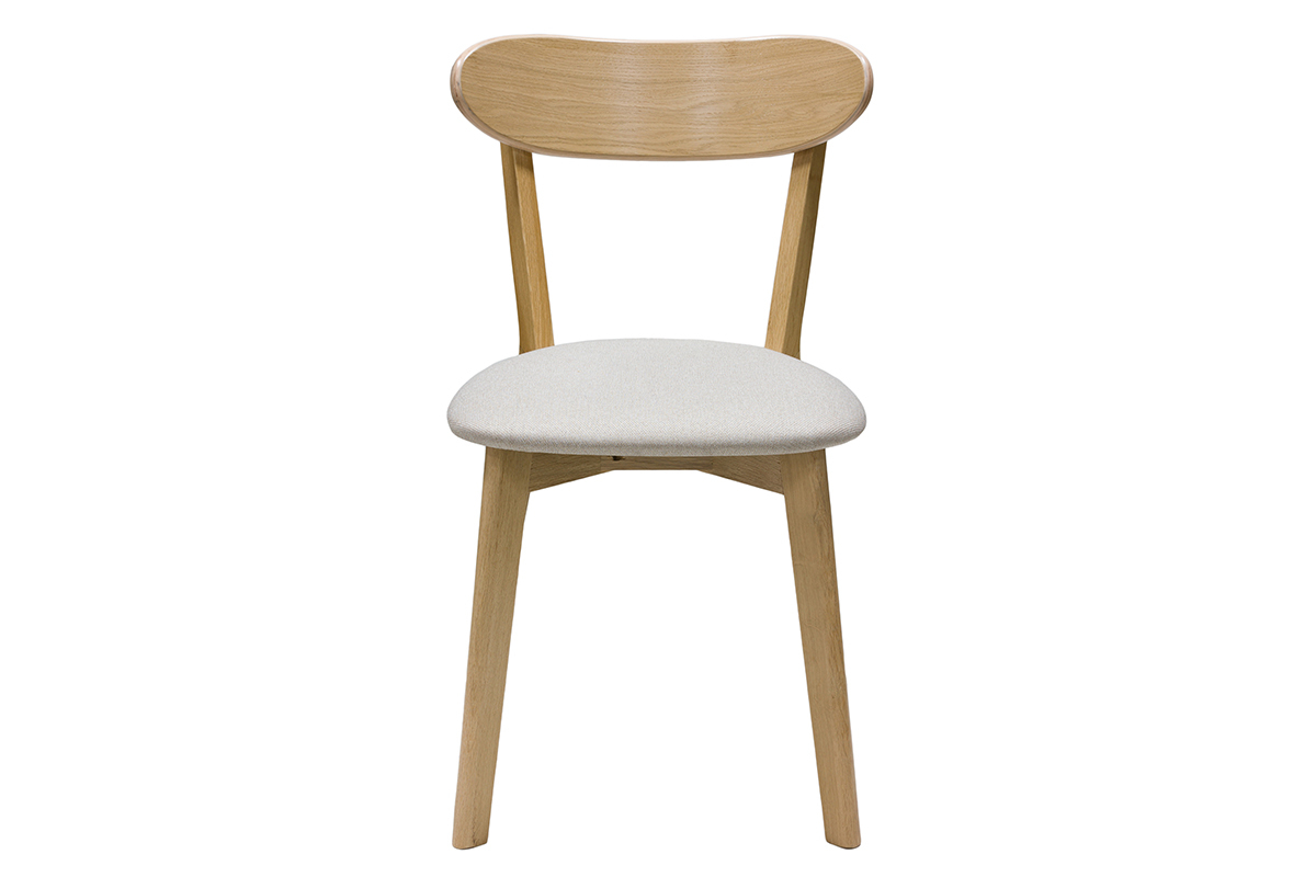 Chaises vintage en bois clair ch�ne et tissu beige (lot de 2) DOVE