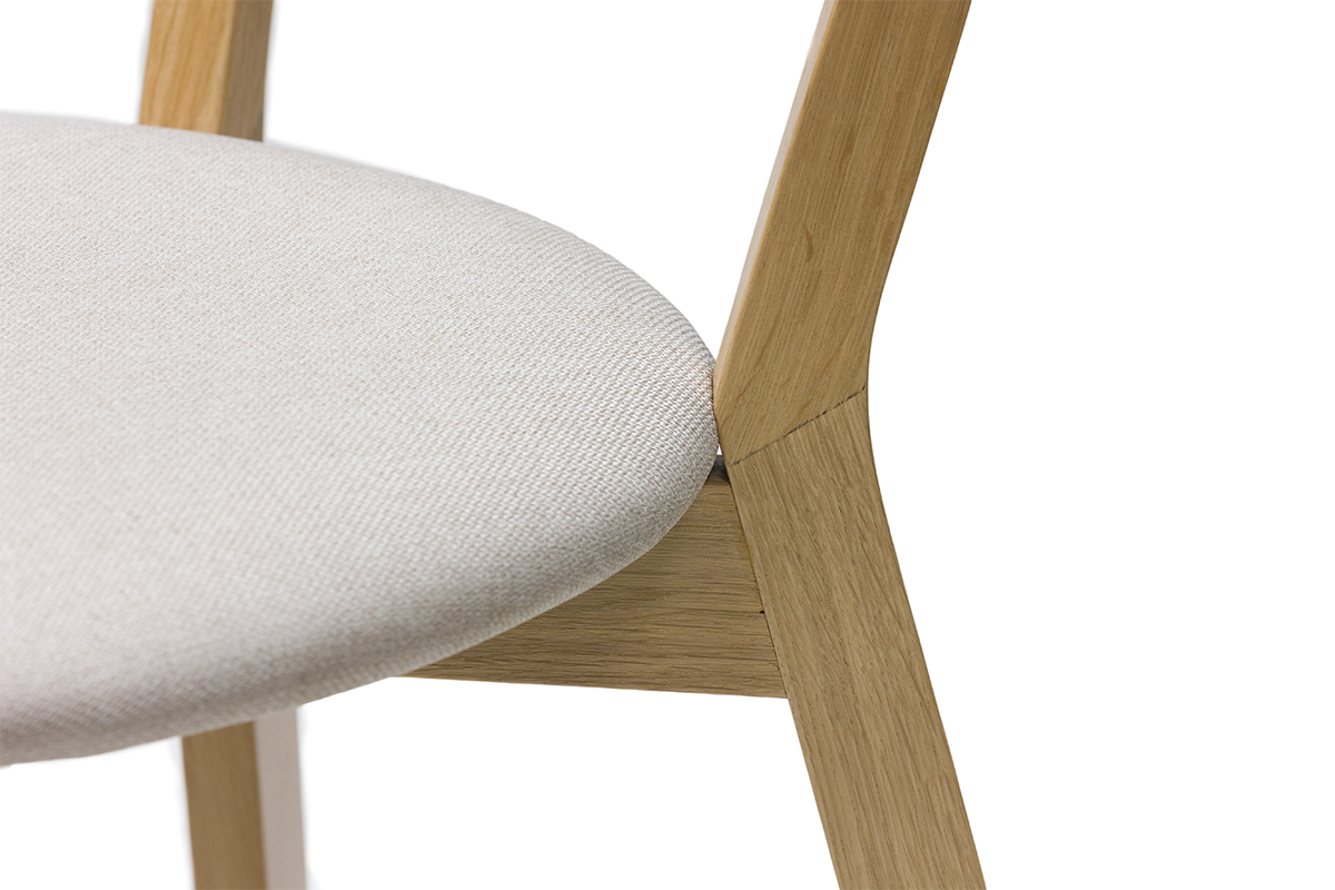 Chaises vintage en bois clair ch�ne et tissu beige (lot de 2) DOVE