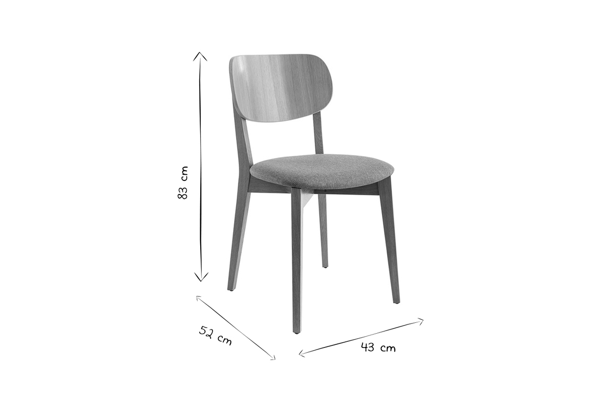Chaises vintage en bois clair ch�ne et tissu effet velours terracotta (lot de 2) LUCIA