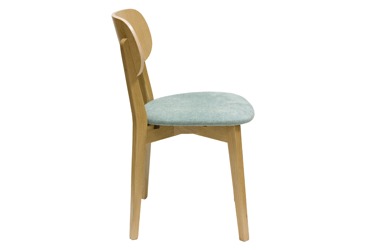 Chaises vintage en bois clair ch�ne et tissu effet velours vert c�ladon (lot de 2) LUCIA