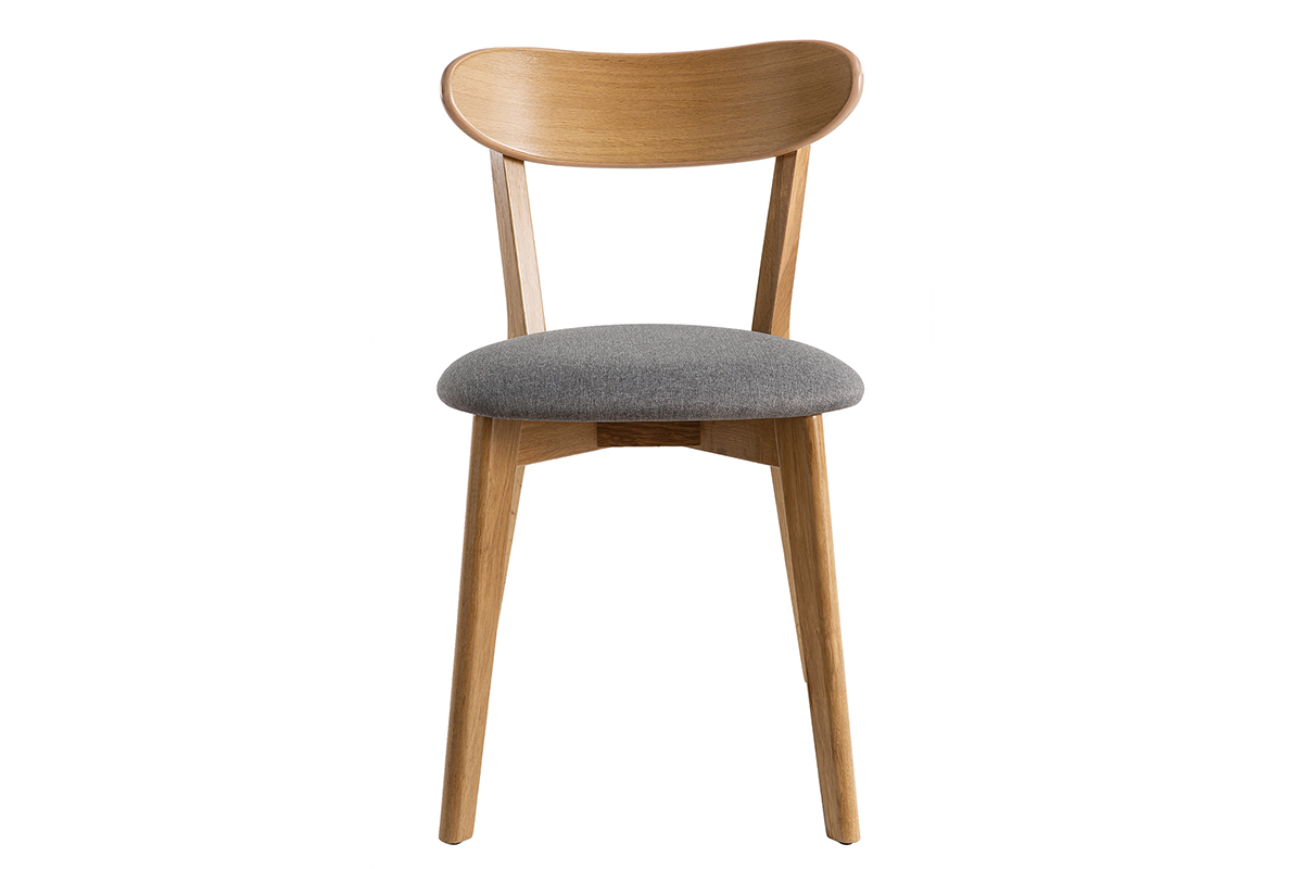 Chaises vintage en bois clair ch�ne et tissu gris (lot de 2) DOVE