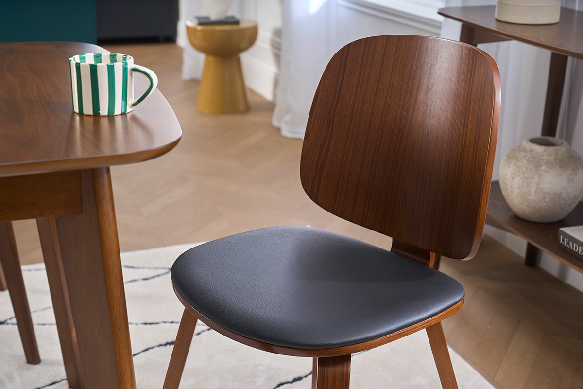 Chaises vintage en bois fonc� et noir (lot de 2) BECK
