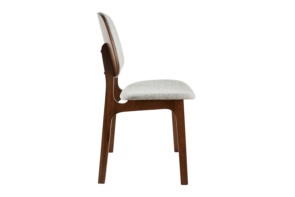 Chaises vintage en tissu gris clair et bois fonc� (lot de 2) SOQUETTE