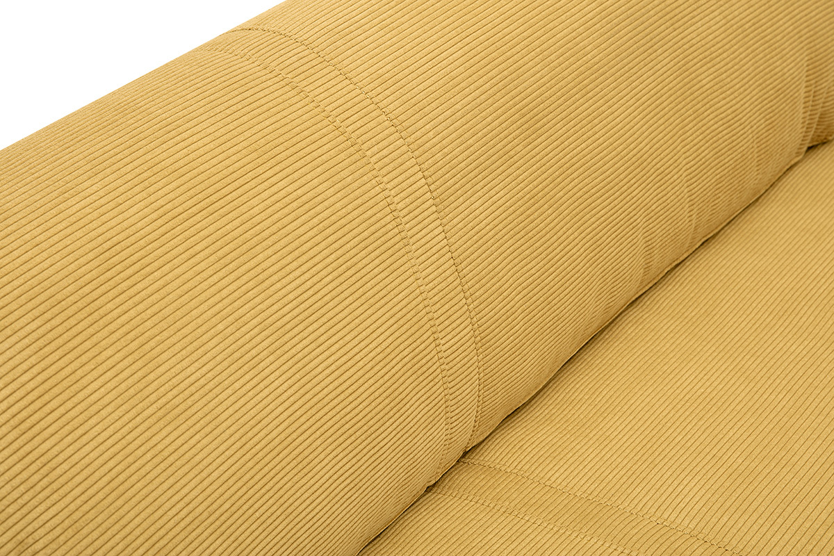 Chauffeuse convertible 2 places en tissu velours c�tel� jaune curry SPENCER