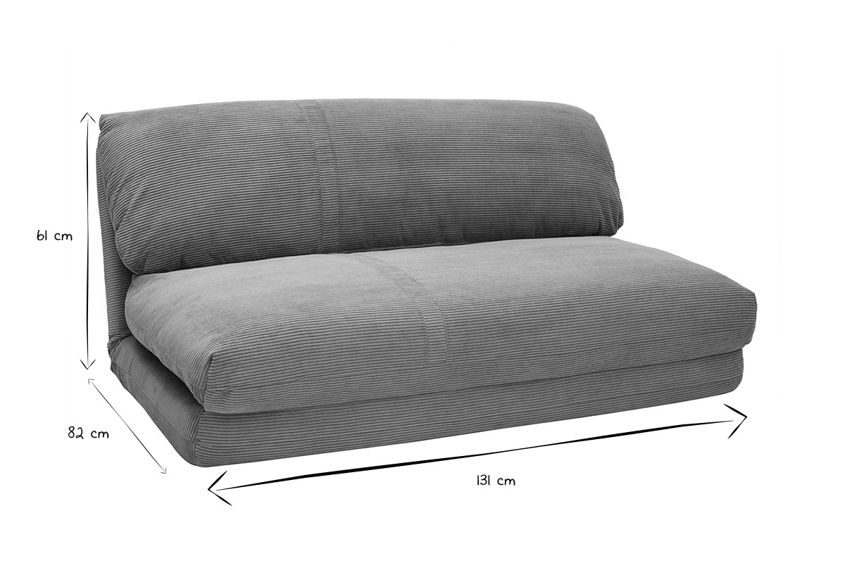 Chauffeuse convertible 2 places en tissu velours c�tel� terre br�l�e SPENCER