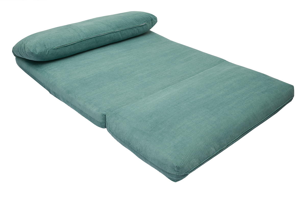 Chauffeuse convertible 2 places en tissu velours c�tel� vert c�ladon SPENCER