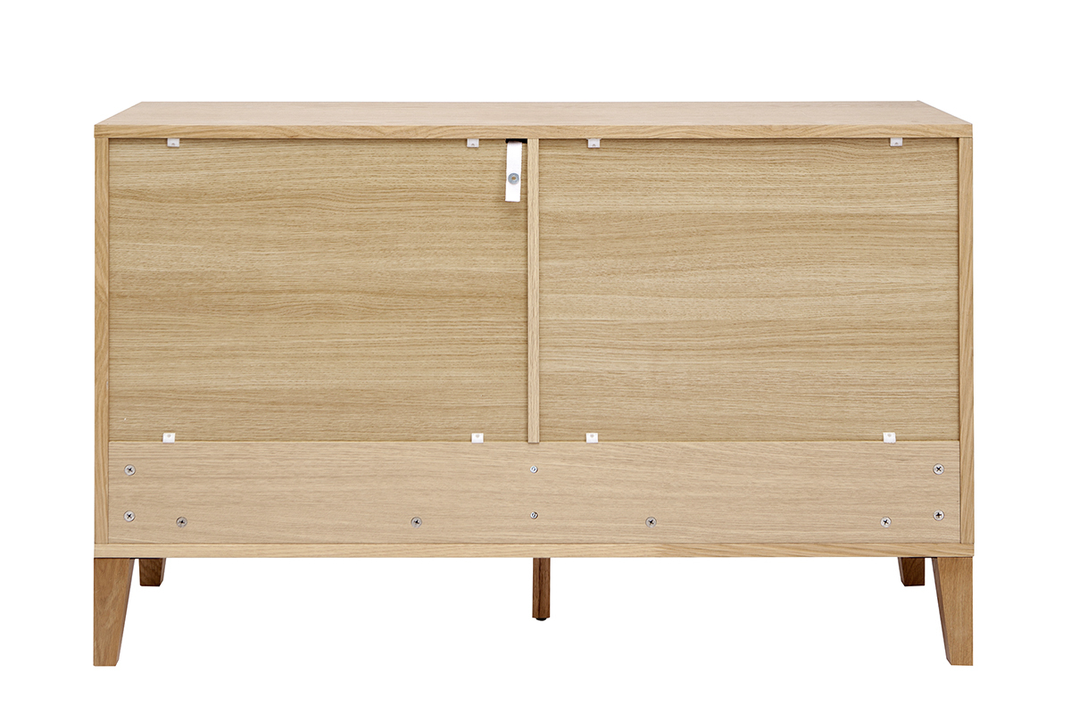 Commode en bois clair ch�ne 6 tiroirs L120 cm FREDDY