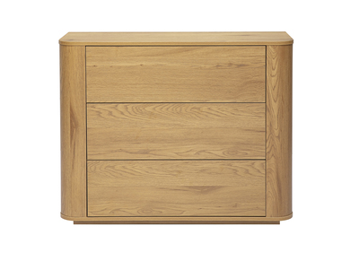 Commode finition bois clair ch&ecirc;ne 3 tiroirs L100 cm NEGAN