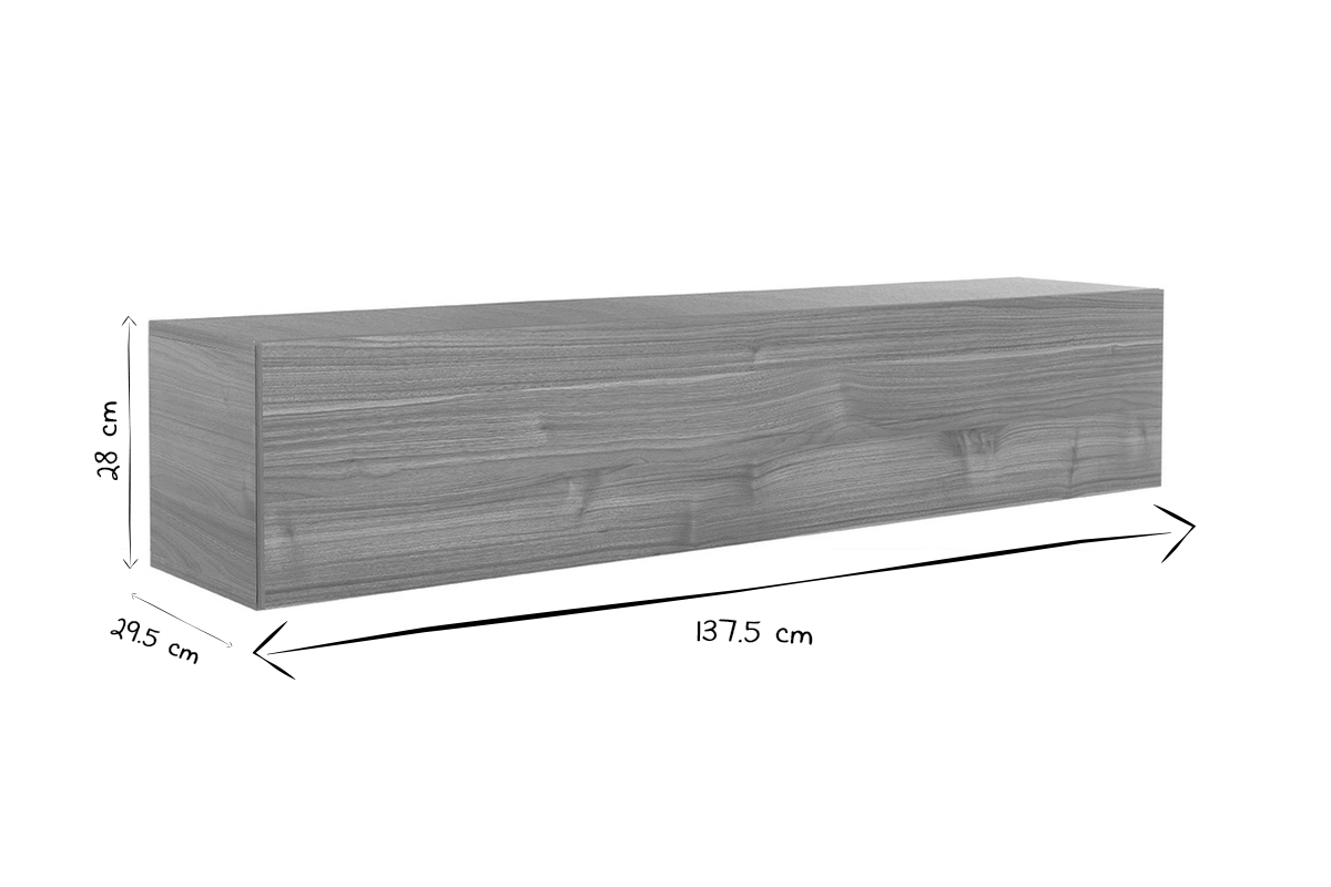 �l�ment mural TV horizontal finition bois fonc� noyer L137.5 cm ETERNEL
