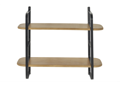 &Eacute;tag&egrave;re murale en bois manguier massif et m&eacute;tal noir L70 cm AKINA