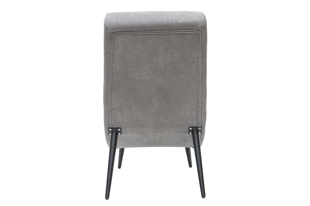 Fauteuil design en tissu effet velours gris et m�tal noir TAYLOR