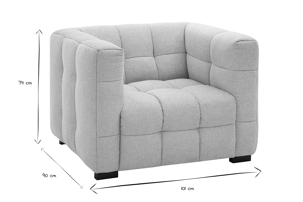 Fauteuil design en tissu effet velours textur� beige CORTO