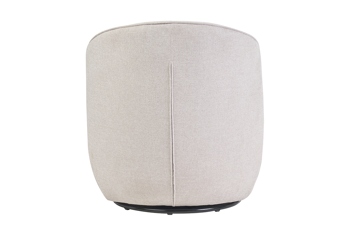 Fauteuil design pivotant en tissu effet velours textur� beige AMBER